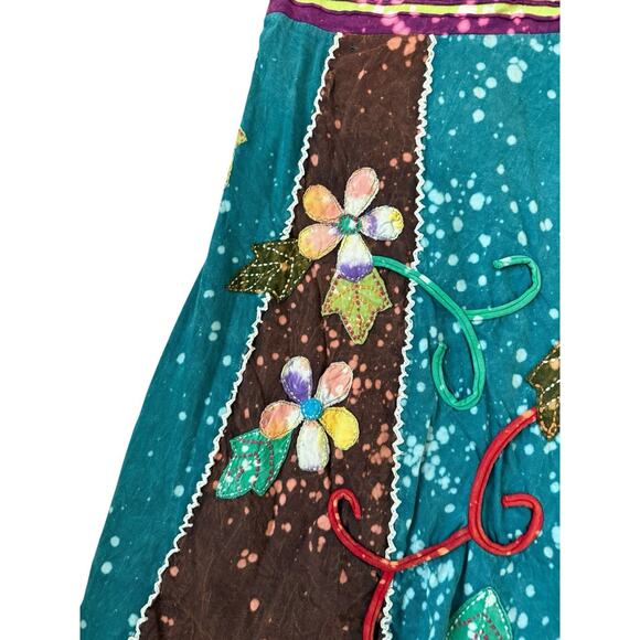 Rising International‎ Tunic Dress Tube Top Embroidered Boho 90s Applique Small - Picture 3 of 7